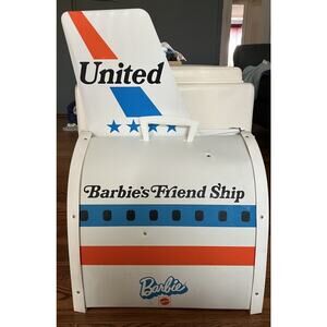 Vintage 1970s Barbie Friend Ship United Airplane Case Mattel #8639 w/Cart